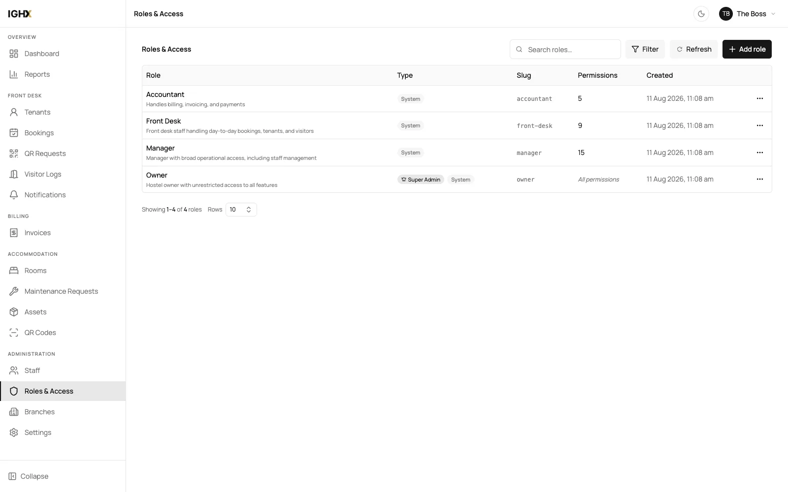 Roles & Permissions